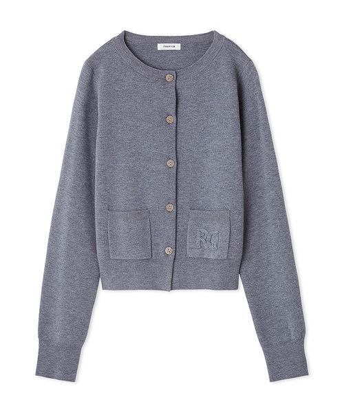 フレイアイディー シルクブレンドミニケーブルカーディガン　ネイビー シルクブレンドミニケーブルカーディガン(ニット)｜トップス