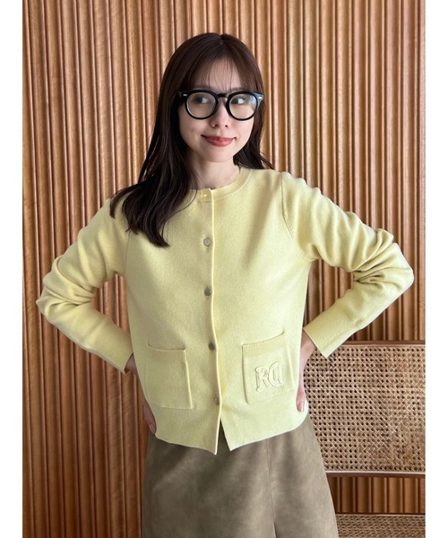 新作完売品フレイアイディー　ロゴ刺繍ポケットクルーネックカーディガン ロゴ刺繍ポケットクルーネックカーディガン／ウォッシャブル