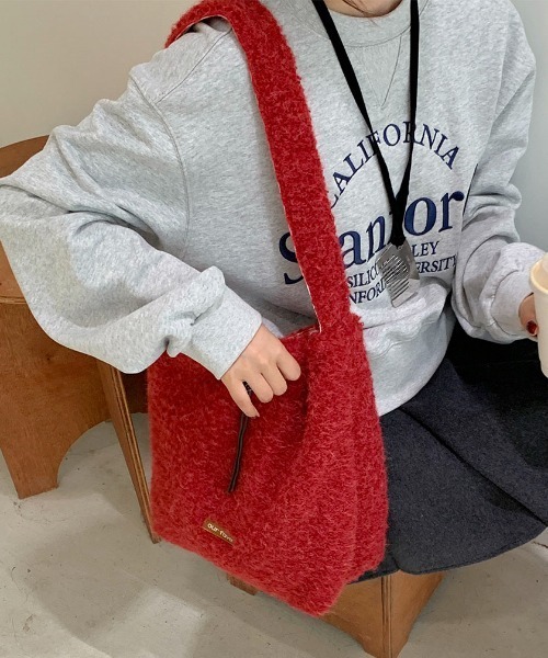 SHEPP(シープ)の「フリースギンガムワンショルトート バッグリバーシブル/A4サイズ対応(トートバッグ・レディース・グレー/レッド/ブラウン/グリーン・F)」の5枚目の写真