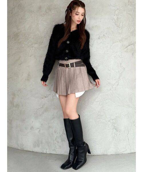 RESEXXY（リゼクシー）の「シャギーニットカーディガン（カーディガン/ボレロ・レディース・チャコールグレー/ホワイト/ピンク/ブラック・FREE）」の12枚目の写真