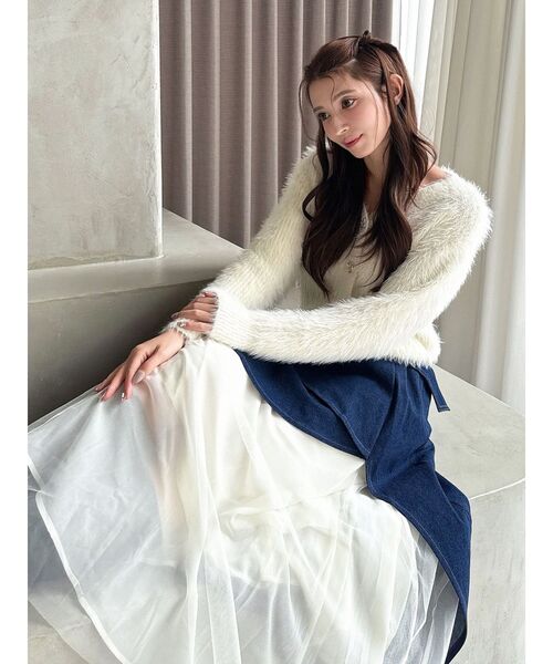 RESEXXY（リゼクシー）の「シャギーニットカーディガン（カーディガン/ボレロ・レディース・チャコールグレー/ホワイト/ピンク/ブラック・FREE）」の16枚目の写真