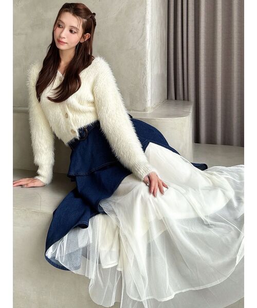 RESEXXY（リゼクシー）の「シャギーニットカーディガン（カーディガン/ボレロ・レディース・チャコールグレー/ホワイト/ピンク/ブラック・FREE）」の17枚目の写真