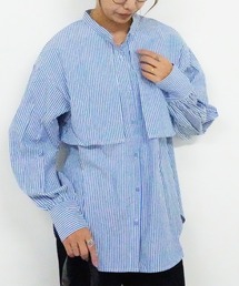 BASIS（ベイシス）の「Hooray ノーカラーブラウス（Tシャツ/カットソー）」