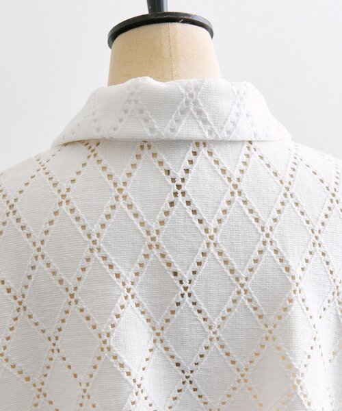 ear PAPILLONNER（イアパピヨネ）の「アーガイルレースシャツ【SUM1 STYLE(スミスタイル)】（シャツ/ブラウス・レディース・ダークブラウン/ホワイト・FREE）」の7枚目の写真