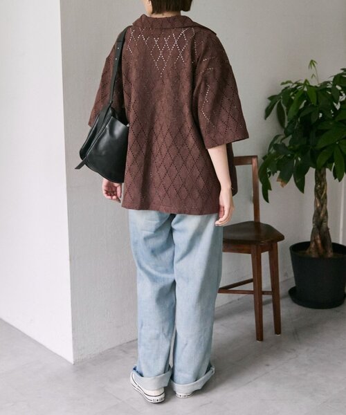 ear PAPILLONNER（イアパピヨネ）の「アーガイルレースシャツ【SUM1 STYLE(スミスタイル)】（シャツ/ブラウス・レディース・ダークブラウン/ホワイト・FREE）」の17枚目の写真