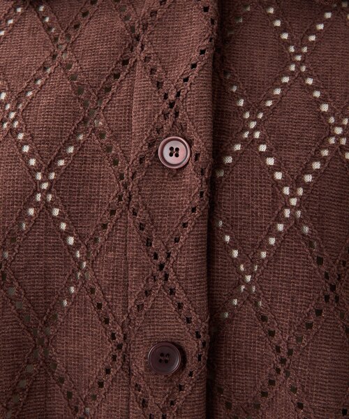 ear PAPILLONNER（イアパピヨネ）の「アーガイルレースシャツ【SUM1 STYLE(スミスタイル)】（シャツ/ブラウス・レディース・ダークブラウン/ホワイト・FREE）」の3枚目の写真