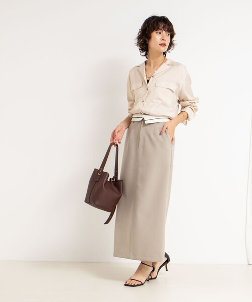 NOLLEY’S Sophi(ノーリーズソフィ)の「《セットアップ対応》ウォッシャブルフィブリルサテンオープンカラーシャツ(シャツ/ブラウス・レディース・ベージュ/ブラウン・38)」の22枚目の写真
