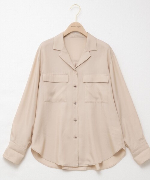 NOLLEY’S Sophi(ノーリーズソフィ)の「《セットアップ対応》ウォッシャブルフィブリルサテンオープンカラーシャツ(シャツ/ブラウス・レディース・ベージュ/ブラウン・38)」の6枚目の写真