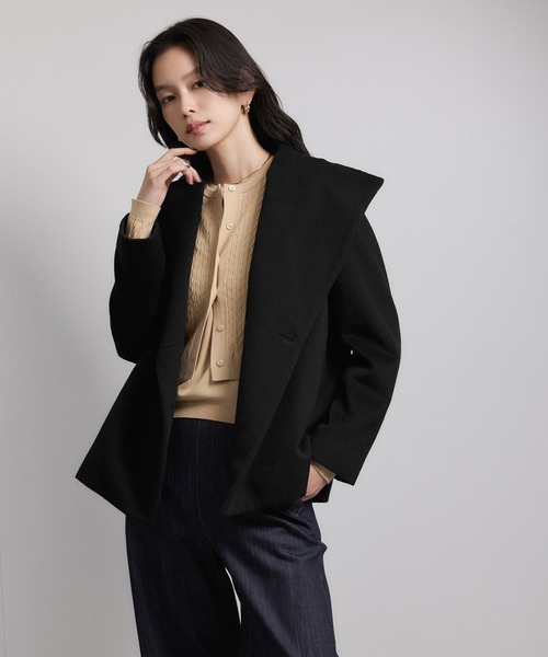 ROPE'（ロペ）の「プレミアムカシミヤ ショートコート【25AW】（ステンカラーコート・レディース・オフホワイト/ダークブラウン/ブラック・36/38/40）」の18枚目の写真