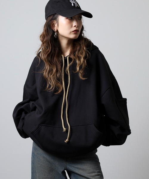MN+LA コットン ビッグシルエットパーカー フーディ（パーカー）｜MN+