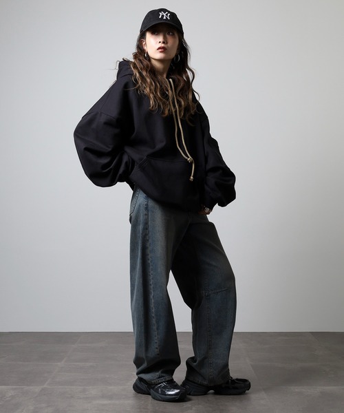 MN+LA コットン ビッグシルエットパーカー フーディ（パーカー）｜MN+