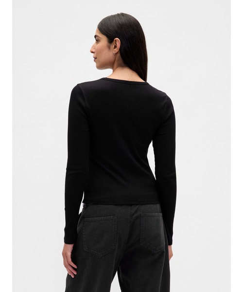 セール】モダンリブ クロップド クルーネックtシャツ（長袖）（Tシャツ