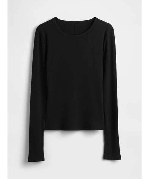 セール】モダンリブ クロップド クルーネックtシャツ（長袖）（Tシャツ