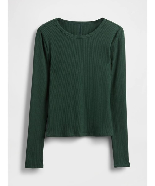 GAP(ギャップ)の「モダンリブ クロップド クルーネックtシャツ(長袖)(Tシャツ/カットソー・レディース・ピンク/ワイン/ネイビー/ブラック/ライトブルー/グレー/グリーン/ホワイト・M/XS/XXS/S/XL/L)」の10枚目の写真