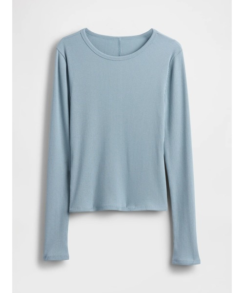 GAP(ギャップ)の「モダンリブ クロップド クルーネックtシャツ(長袖)(Tシャツ/カットソー・レディース・ピンク/ワイン/ネイビー/ブラック/ライトブルー/グレー/グリーン/ホワイト・M/XS/XXS/S/XL/L)」の11枚目の写真