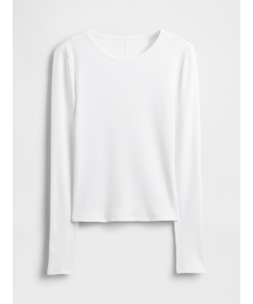 GAP(ギャップ)の「モダンリブ クロップド クルーネックtシャツ(長袖)(Tシャツ/カットソー・レディース・ピンク/ワイン/ネイビー/ブラック/ライトブルー/グレー/グリーン/ホワイト・M/XS/XXS/S/XL/L)」の12枚目の写真