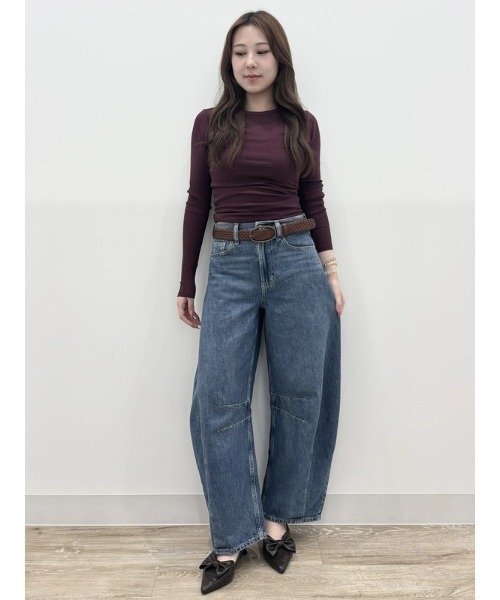 GAP(ギャップ)の「モダンリブ クロップド クルーネックtシャツ(長袖)(Tシャツ/カットソー・レディース・ピンク/ワイン/ネイビー/ブラック/ライトブルー/グレー/グリーン/ホワイト・M/XS/XXS/S/XL/L)」の13枚目の写真
