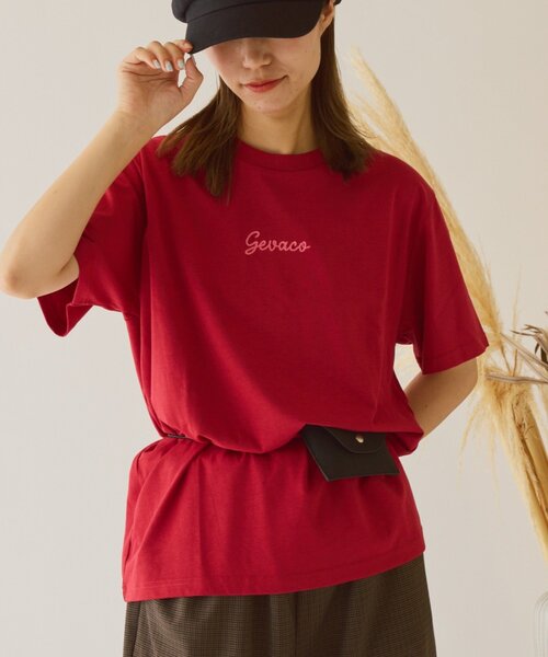 GEVACO(ゲバコ)の「【GEVACO】ワンポイントロゴチェーン刺繍半袖Tシャツ(Tシャツ/カットソー・レディース・ホワイト/レッド/ブラウン・SMALL/LARGE/MEDIUM)」の11枚目の写真