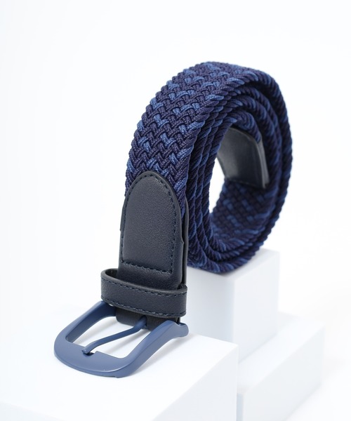 OUTDOOR PRODUCTS(アウトドアプロダクツ)の「OUTDOOR PRODUCTS ストレッチ MIXゴム メッシュ ベルト 男女兼用(ベルト・メンズ・ホワイト/ネイビー・FREE)」の2枚目の写真