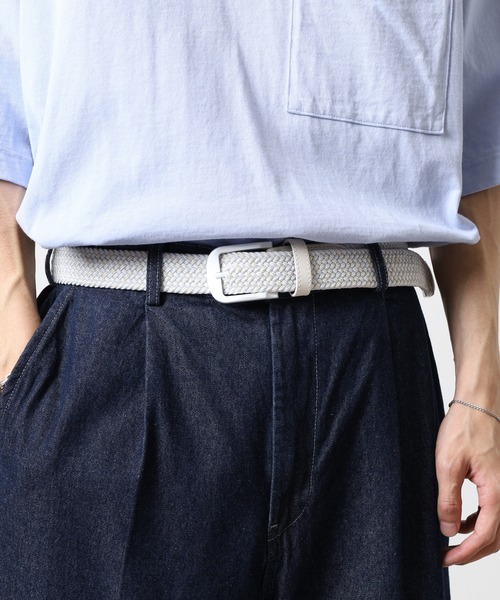 OUTDOOR PRODUCTS(アウトドアプロダクツ)の「OUTDOOR PRODUCTS ストレッチ MIXゴム メッシュ ベルト 男女兼用(ベルト・メンズ・ホワイト/ネイビー・FREE)」の13枚目の写真