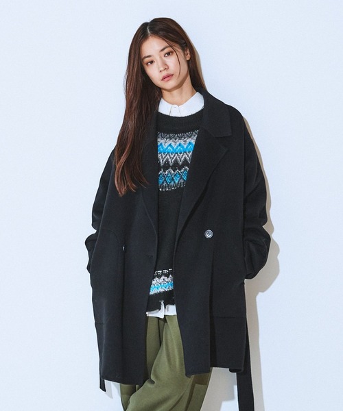 オンオフで着回し可能☆】ショートビーバーウールミドルコート/580964