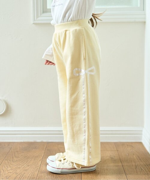 Lycee mine（リセマイン）の「【セットアップ可】【毛玉バイバイ裏毛】リボンラインワイドパンツ（その他パンツ・キッズ・クリーム/トップグレー/オフホワイト/ブラック/ライトピンク/ブルーグレー・110cm/130cm/150cm/120cm/100cm/140cm）」の5枚目の写真