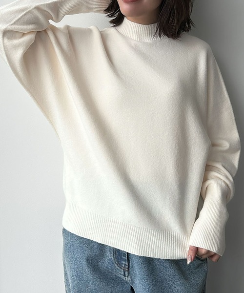 ELFRANK(エルフランク)の「【縫い目のないシームレス】ハイネック ニット プルオーバー(ニット/セーター・レディース・ブラック/オフホワイト/グレー/ベージュ/レッド・FREE)」の13枚目の写真