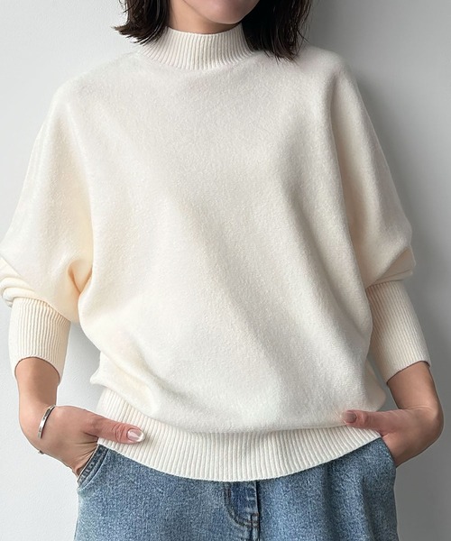 ELFRANK(エルフランク)の「【縫い目のないシームレス】ハイネック ニット プルオーバー(ニット/セーター・レディース・ブラック/オフホワイト/グレー/ベージュ/レッド・FREE)」の16枚目の写真