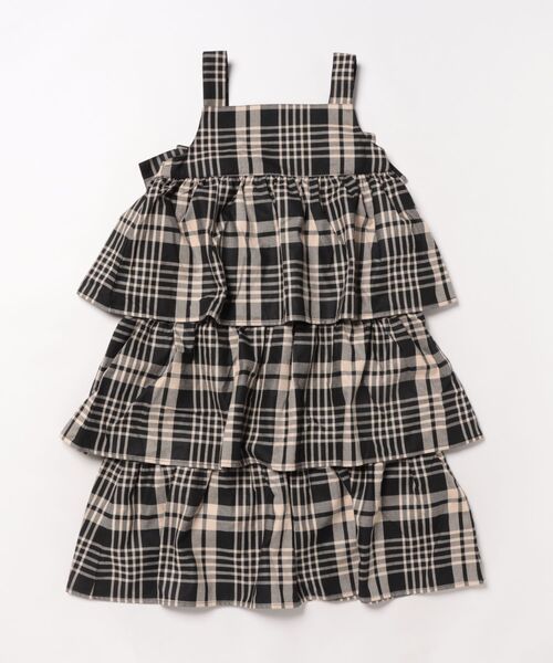maarook(マルーク)の「タータンチェックティアードジャンパースカート(ジャンパースカート・キッズ・ブラック・160cm/150cm/140cm)」の4枚目の写真