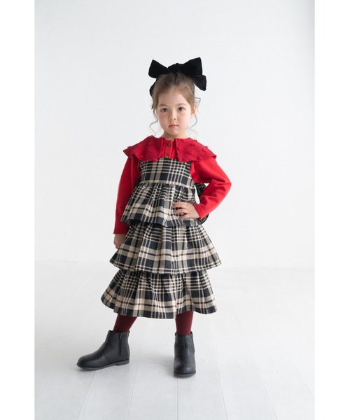 maarook(マルーク)の「タータンチェックティアードジャンパースカート(ジャンパースカート・キッズ・ブラック・160cm/150cm/140cm)」の9枚目の写真
