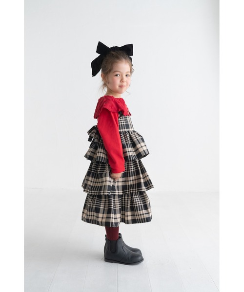 maarook(マルーク)の「タータンチェックティアードジャンパースカート(ジャンパースカート・キッズ・ブラック・160cm/150cm/140cm)」の10枚目の写真