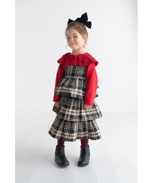 maarook(マルーク)の「タータンチェックティアードジャンパースカート(ジャンパースカート・キッズ・ブラック・160cm/150cm/140cm)」の11枚目の写真