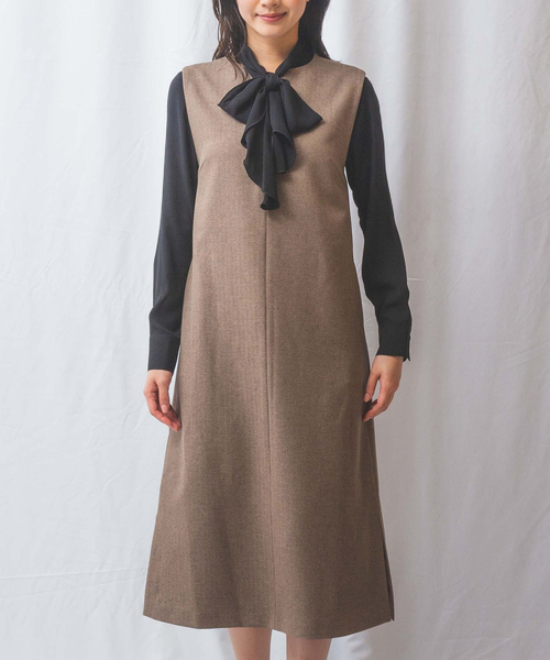 NARACAMICIE（ナラカミーチェ）の「【NARACAMICIE】Sukarno Dry ジャンパースカート（スカート・レディース・ブラック/ブラウン・XL/M）」の2枚目の写真