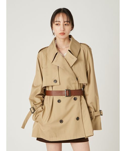 レザーベルトショートトレンチコート（トレンチコート）｜FRAY I.D