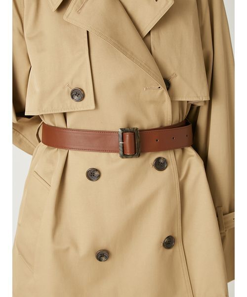 ほぼ美品✨スナイデル【0】レザーベルトトレンチコート 金釦 スプリングコート 異素材レザーベルトミドルトレンチコート | Susy.