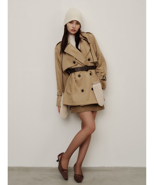 レザーベルトショートトレンチコート（トレンチコート）｜FRAY I.D