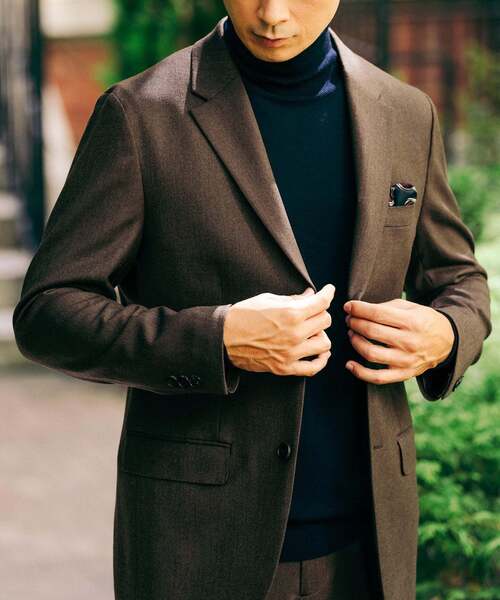 エディフィス　サキソニー 2ボタン ジャケット＆テーパードパンツセットアップ　M SUPER 120's ウールサキソニー 2ボタン ジャケット