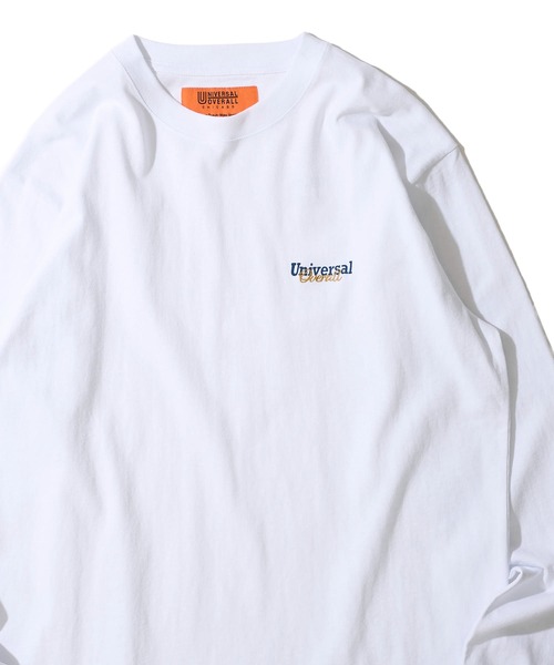 UNIVERSAL OVERALL（ユニバーサルオーバーオール）の「【UNIVERSAL OVERALL】カラー別注 ロゴ刺繍 ロングスリーブクルーネックTシャツ（Tシャツ/カットソー・メンズ・ブラック/ミント/チャコールグレー/ホワイト/オートミール/ネイビー・SMALL/MEDIUM/LARGE/X-LARGE）」の2枚目の写真