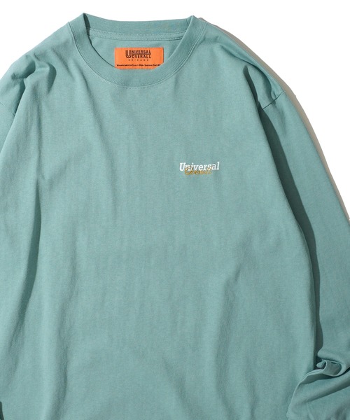UNIVERSAL OVERALL（ユニバーサルオーバーオール）の「【UNIVERSAL OVERALL】カラー別注 ロゴ刺繍 ロングスリーブクルーネックTシャツ（Tシャツ/カットソー・メンズ・ブラック/ミント/チャコールグレー/ホワイト/オートミール/ネイビー・SMALL/MEDIUM/LARGE/X-LARGE）」の5枚目の写真