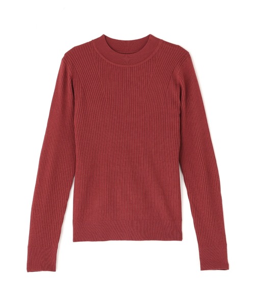 NATURAL BEAUTY BASIC（ナチュラルビューティーベーシック）の「◇ウールブレンドニットシリーズ　モックネック（ニット/セーター・レディース・チャコールグレー/オフホワイト/ラベンダー/レッド・FREE）」の7枚目の写真