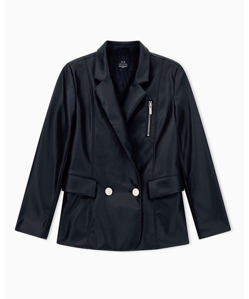 ARMANI EXCHANGE（アルマーニエクスチェンジ）の「【A|X アルマーニ エクスチェンジ】PUコーティング ダブルブレストジャケット（テーラードジャケット・レディース・ブラック・2/0/6/4）」の5枚目の写真