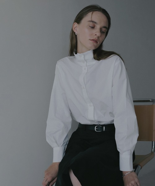 MANOF（マノフ）の「HIGH NECK 2WAY SHIRT（シャツ/ブラウス・レディース・ライトブルー/ネイビー/ホワイト・F）」の2枚目の写真