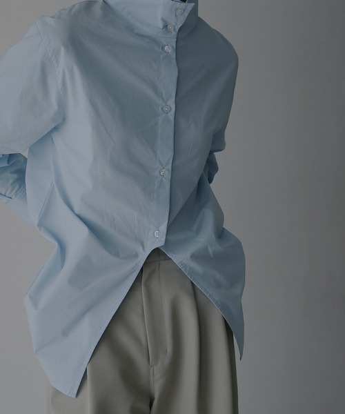 MANOF（マノフ）の「HIGH NECK 2WAY SHIRT（シャツ/ブラウス・レディース・ライトブルー/ネイビー/ホワイト・F）」の3枚目の写真