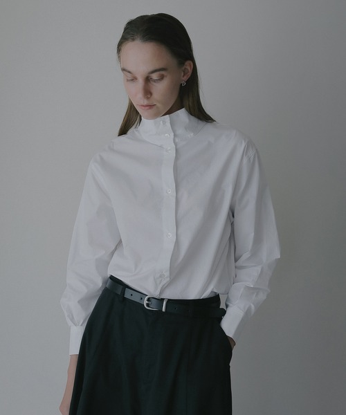 MANOF（マノフ）の「HIGH NECK 2WAY SHIRT（シャツ/ブラウス・レディース・ライトブルー/ネイビー/ホワイト・F）」の7枚目の写真