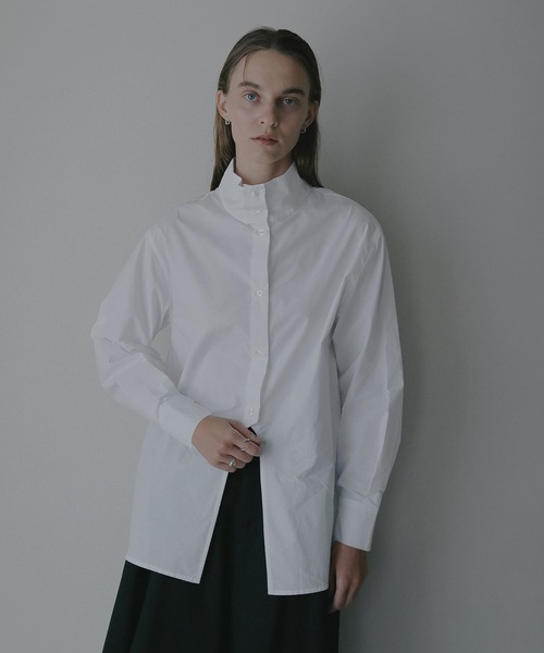 MANOF（マノフ）の「HIGH NECK 2WAY SHIRT（シャツ/ブラウス・レディース・ライトブルー/ネイビー/ホワイト・F）」の9枚目の写真