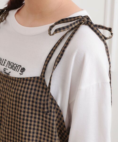 PINK-latte（ピンクラテ）の「ギンガムキャミワンピ＋ロンTセット
