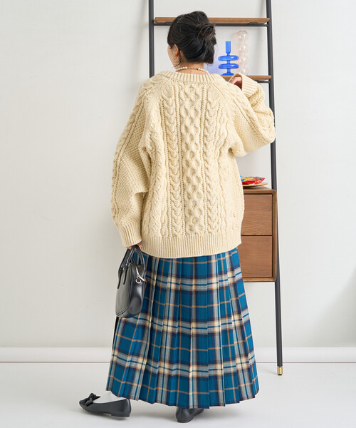 セール】フィッシャーマンニットカーディガン/ケーブルニット