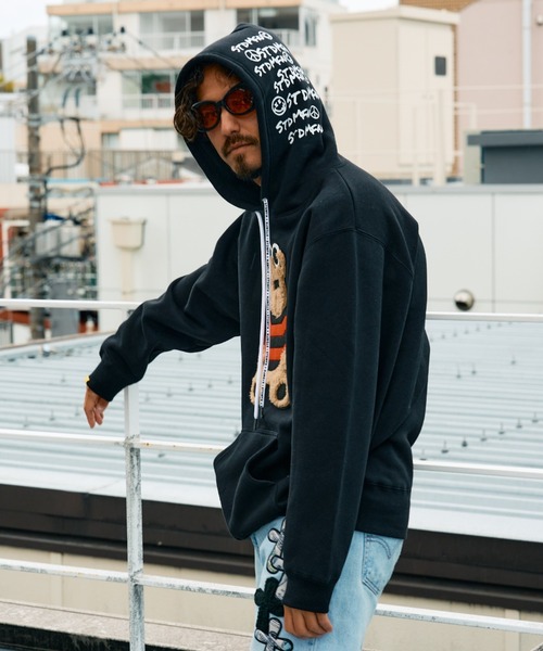 STUD MUFFIN（スタッドマフィン）の「STUD MUFFIN/スタッドマフィン/裏毛起毛 カートべアボアパッチワーク& ロゴプリント プルパーカー（パーカー・メンズ・ブラック/ベージュ/グレー・2/3/4）」の12枚目の写真