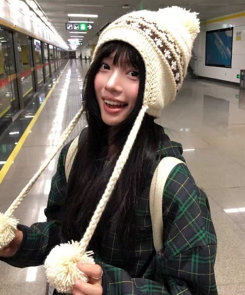 セール】25aw ノルディック柄 ポンポンニットイヤーキャップ（ニット