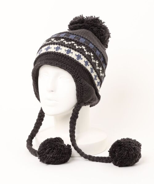 AsRiRe（アスリレイ）の「25aw ノルディック柄　ポンポンニットイヤーキャップ（ニットキャップ/ビーニー・レディース・ブラック/ホワイト/ブラウン・M）」の14枚目の写真